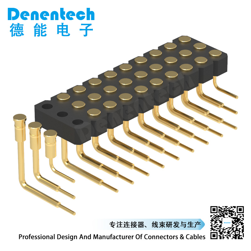 Denentech hot sale 3.0MM H2.5MM triple row female right angle DIP pogo pin